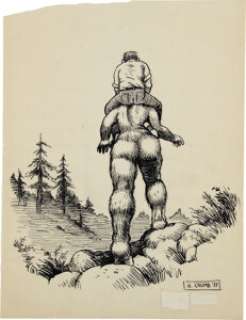 Robert Crumb Unpublished Whiteman Meets Bigfoot Illustration Original Art (1977). The unpublished R. Crumb - | Heritage