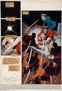 Frank Miller, Joe Rubinstein, and Steve Oliff Wolverine #2 Hand-Painted Page 1 Original Art (Marvel, 1982). -