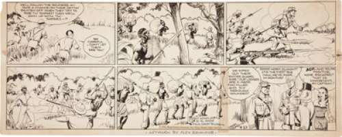 Alex Raymond and Lyman Young Tim Tyler‘s Luck Partial Sunday Comic Strip Original Art dated 4-23-33 (King Features -