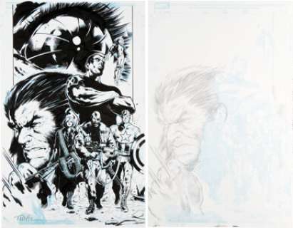 Trevor Hairsine Ultimate Nightmare #1 Cover Original Art Group (Marvel, 2004). Here‘s the star-studded cover -