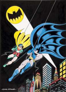 Dick Sprang Batman and Robin Illustration Original Art (1992). The Dynamic Duo swing into action in this -