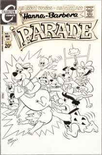 Ray Dirgo Hanna-Barbera Parade #7 Cover Original Art (Charlton, 1972). The gang all shows up for a game of -