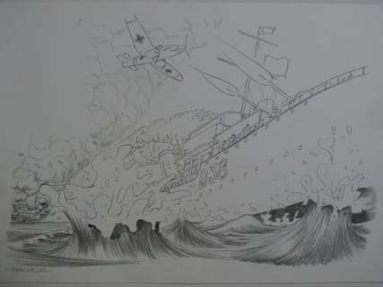 Kolk, Hanco | Hanco Kolk - Originele tekening - Landverhuizers - Biografie André Hissink (Stuka aanval) - Formaat: 29,7 x 21 cm. - (2022) | Catawiki