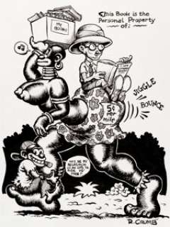 Robert Crumb Bookplate/Snatch Sampler Cover Original Art (c. 1974). R. Crumb’s comic art has stirred up more than its - | Heritage