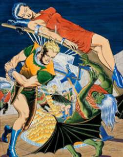 Dan Zolnerowich Planet Comics #18 Reef Ryan Painted Cover Re-Creation Original Art (undated). This hair-raising -