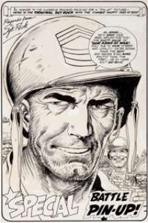 Joe Kubert Our Army at War #200 Sgt. Rock Pin-Up Page Original Art (DC, 1968). The boss of Easy Company is -