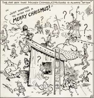 Fontaine Fox Toonerville Folks Christmas-Themed Daily Comic Strip Original Art dated 12-25 (Bell Syndicate, -