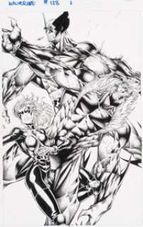 Stephen Platt Wolverine #128 Splash Page 1 Kitty Pryde and Sabretooth Original Art (Marvel, 1998). The Hand and -