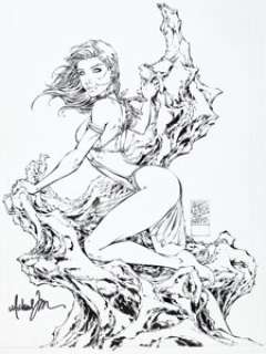 Michael Turner and Joe Weems Fathom #9 Variant Cover Midwest Comics Version Original Art (Image/Top Cow, 1999). -