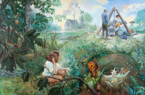 Paul Chadwick and Elizabeth Chadwick Concrete Color Special #1 Wrap-Around Cover Painting Original Art -