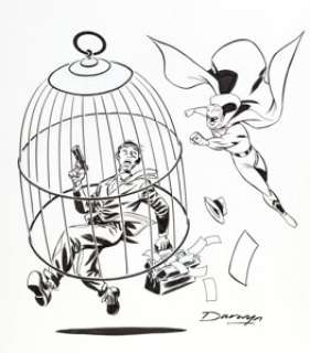 Darwyn Cooke - Golden Age Green Lantern Illustration Original Art (undated). Alan Scott‘s Green Lantern cages -