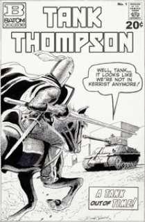 Russ Heath Funky Winkerbean "Tank Thompson #1 Cover" Illustration Original Art dated 7-16-2017 (North American Syn...