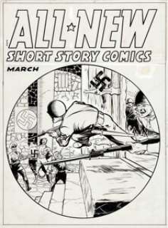 Pierce Rice (attributed) All-New Short Story Comics #2 Cover Original Art (Harvey, 1943). This Nazi World -