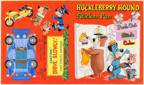 Whitman Artist Huckleberry Hound Sticker Fun Cover and Interior Page Illustrations Yogi Bear Original Art and Book... (Total: 13 Items)