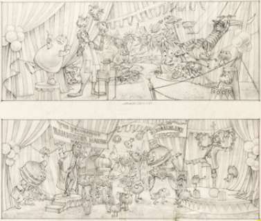 McDonaldland Circus-Themed Mural Design Original Art by Wes Cook (McDonald’s/Setmakers, 1976).... | Heritage