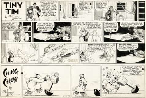  - Stanley Link Tiny Tim / Ching Chow Original de la planche du dimanche 25 février 1945 (Chicago Tribune, 1945)....