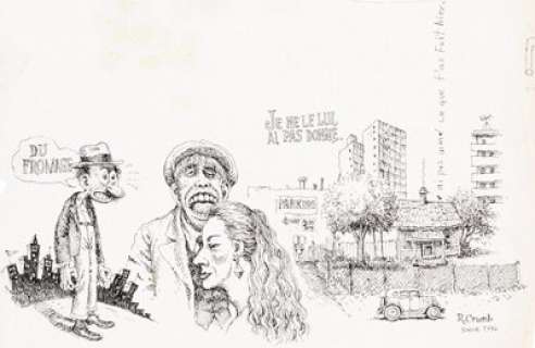  - Robert Crumb Du Fromage Self-Caricature on Original Restaurant Placemat Drawing (1994)....