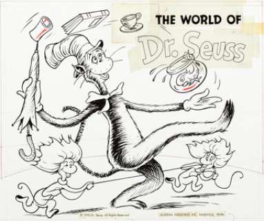Theodor Seuss Geisel The World of Dr. Seuss - Cat in the Hat Lunchbox Illustration Original Art (Aladdin Industrie... | Heritage