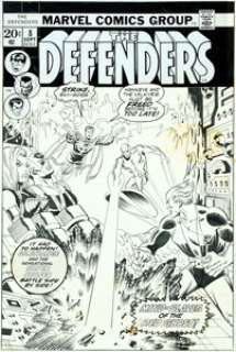 Sal Buscema The Defenders #8 Cover Doctor Strange and Hawkeye Original Art (Marvel, 1973)....