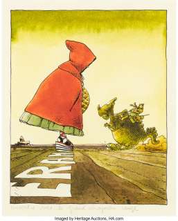 Moebius (Jean Giraud) Rencontre avec le Grand Chaperon Rouge Illustration Originale (Eram, 1977).... | Heritage