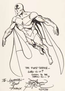 John Byrne - The Vision - First Sketch of Redesign Original Art (1988)....