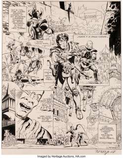 Jean-Claude Mézières - Valérian, Le Pays Sans Etoile #3 Pleine Planche 23 (Dargaud, 1972). Jean-Claude Mézières Valérian, Le Pays Sans Etoile #3 Original Art Splash Page 23 (Dargaud, 1972).