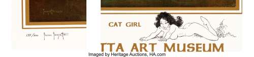 Frank Frazetta | Cat Girl Illustration Original Art Remarqued on Signed Limited Edition Lithograph Print #159/300 (F... | Heritage