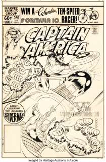 Zeck, Mike - Mike Zeck Captain America #266 Cover Spider-Man Original Art (Marvel, 1982)....
