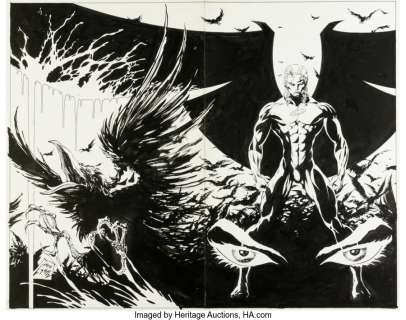 Lightle, Steve - Steve Lightle Archangel: Phantom Wings #1 Wraparound Cover Original Art (Marvel, 1996)....