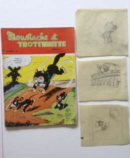 Calvo, Edmond-François | Calvo, Edmond-François - 10x Crayonné original - Moustache et Trottinette 12 - (années 1950) | Catawiki