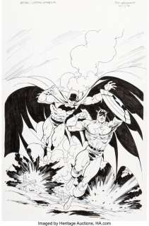 Grummett, Tom - Tom Grummett Wizard: The Comics Magazine #66 Batman and Captain America Illustration Original Art (1997). ...