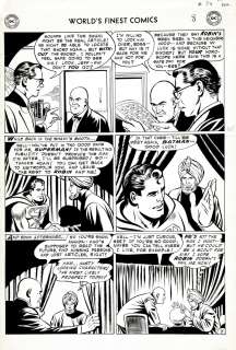 Curt Swan Stan Kaye - World‘s Finest Comics #73 P 8 (Superman, & Batman As a Swami!) Large Art - 1954