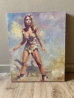 Thos, Yves | Thos, Yves - Peinture originale - Raquel Welch - 1 million d’années avant Jesus Christ - (2000) | Catawiki