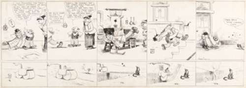 Herriman, George - George Herriman The Family Upstairs/Krazy Kat Comic Strip Original Art (New York Evening Journal, c. 1910s). ...