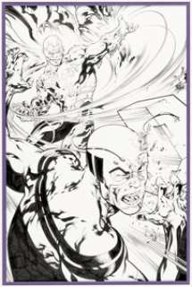 Raney, Tom - Tom Raney and Andrew Hennessy - Giant-Man vs. Absorbing Man "Fear Itself" Illustration Original Art (c. 2011)....