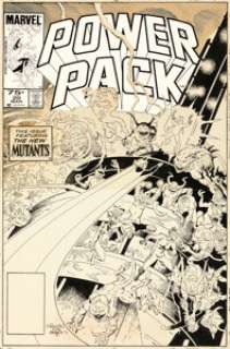 Mignola, Mike - Mike Mignola and Terry Austin Power Pack #20 Cover New Mutants Original Art (Marvel, 1986)....