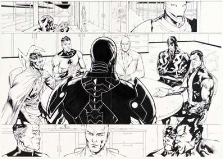 Billy Tan and Matt Banning - New Avengers #14 Double Splash Pages 2 and 3 (Marvel, 2008).