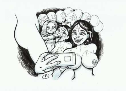 Ramis | Ramis - Original drawing - underground comic - sexy girl - birthday friends - EO | Catawiki