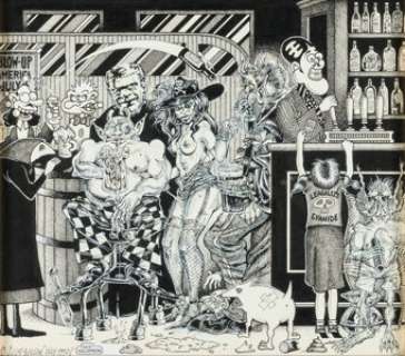 S. Clay Wilson and Skip Williamson Underground Comix Hall of Fame Poster Illustration Original Art and Print (1992). (Total: 2 Original Art)