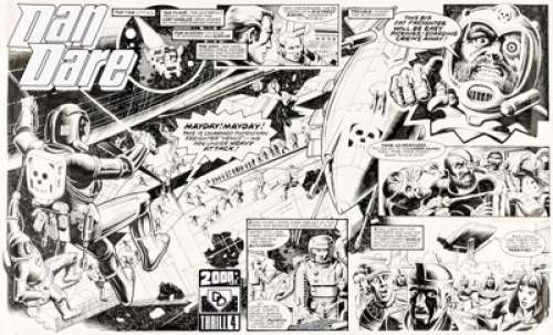 Dave Gibbons 2000 AD #33 Dan Dare Double Page Spread 1-2 Original Art (IPC Magazines, Ltd., 1977).