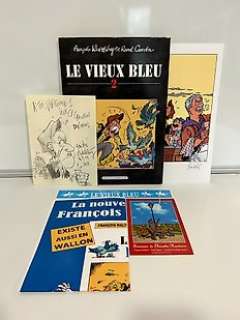 Walthéry / Raoul Cauvin - Le Vieux Bleu T2 + Dessin original + ex-libris + affiche + carte + sticker - C - (2011)