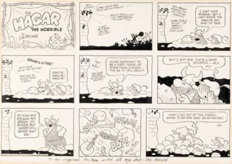 Dik Browne Hagar the Horrible Sunday Comic Strip Original Art dated 4-8-73 (King Features Syndicate, 1973).