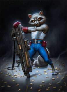 2023 Skybox Marvel Masterpieces #61 Rocket Raccoon - Original Trading Card Artwork by Dan dos Santos | Heritage