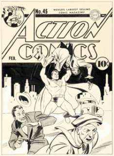 Fred Ray Action Comics #45 Superman Cover Original Art (DC, 1942). | Heritage