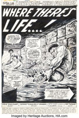 George Tuska and Billy Graham Hero For Hire #11 Luke Cage / Power Man Splash Page 1 Original Art (Marvel, 1973). | Heritage