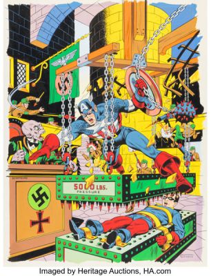 Alex Schomburg Captain America Comics #28 Cover Re-Creation Painting Original Art (1977). | Heritage