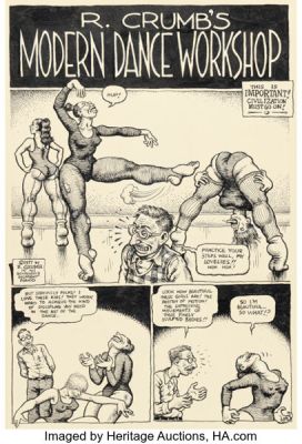 Robert Crumb CoEvolution Quarterly #14 "R. Crumb’s Modern Dance Workshop" Complete 4-Page Story Original Art (Point, 1977). (Total: 4 Original Art) | Heritage