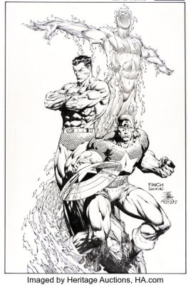 David Finch and Danny Miki Steve Rogers: Super Soldier #1 Variant Cover Original Art (Marvel, 2010).