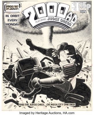 Brian Bolland 2000 AD #197 Judge Dredd Cover Original Art (Fleetway, 1981). | Heritage