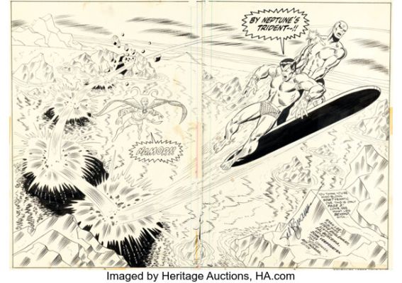 Sal Buscema and John Verpoorten The Defenders #2 Double-Page Splash 2-3 Original Art (Marvel, 1972). (Total: 2 Original Art)